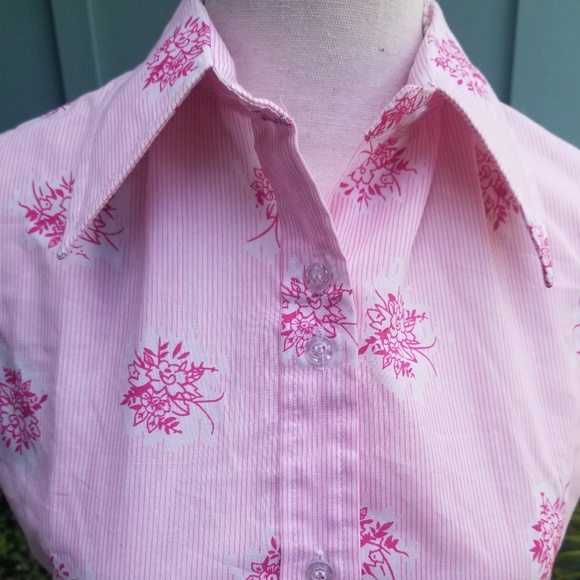 60s Novelty Pink button down shirt - Picture 2 of 6